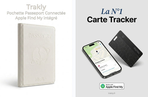 Pack Trakly — pochette passeport + carte traceur